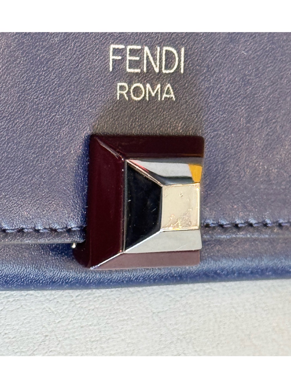 Fendi Vitello Liberty Studded Fold Over Cardholder in Navy - Picture 3 of 11